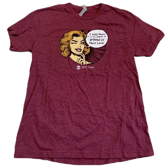 Next Level Apparel Maroon Graphic T-Shirt - Pop Art Comic Print - Picture 1 of 7